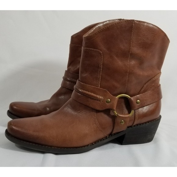 Franco Sarto Shoes - Franco Sarto Wade Brown Leather Harness Western Rodeo Above Ankle Boots 7.5